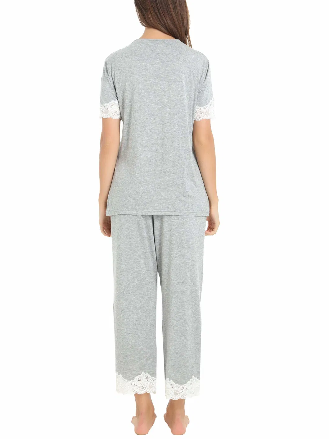 Lady′s Soft Sleepwear Viscose Fabric Pajamas Long Sleeve Bamboo Pjs Top and Pants Loungewear