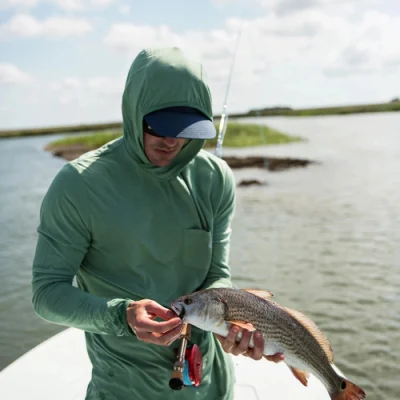 Camicia da pesca a maniche lunghe con cappuccio per prestazioni di vendita calda Camicia da pesca in bambù con cappuccio personalizzata con foro per il pollice